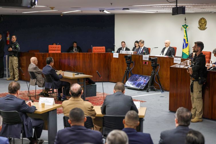 Brasília (DF), 10/06/2025- O ministro do Supremo Tribunal Federal (STF) Alexandre de Moraes começa a ouvir os réus do núcleo 1 na ação da trama golpista, os interrogatórios ocorrerão presencialmente na sala de julgamentos da primeira turma da corte.
Foto: Gustavo Moreno/STF